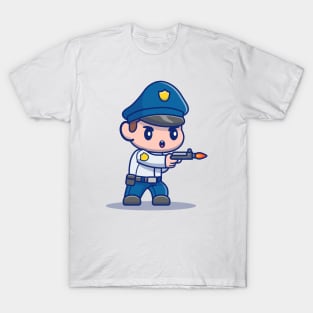 Cute Policeman Shooting With Gun T-Shirt